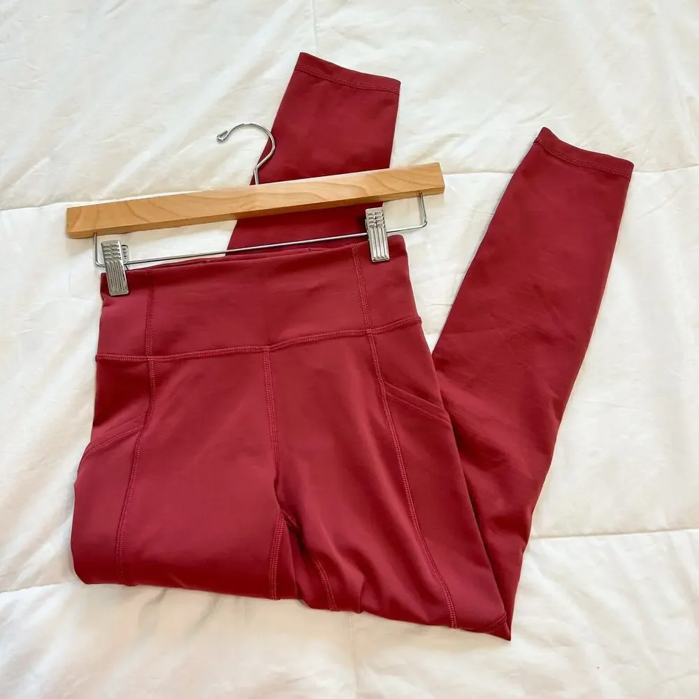 NWOT Lululemon Fast & Free Brushed Nulux 25” High-Rise Tight Red Maroon Size 2